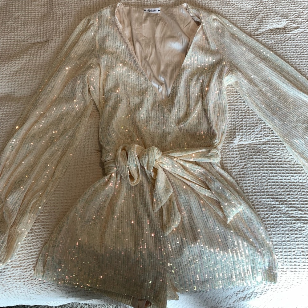 Sequin Romper ivory/ white